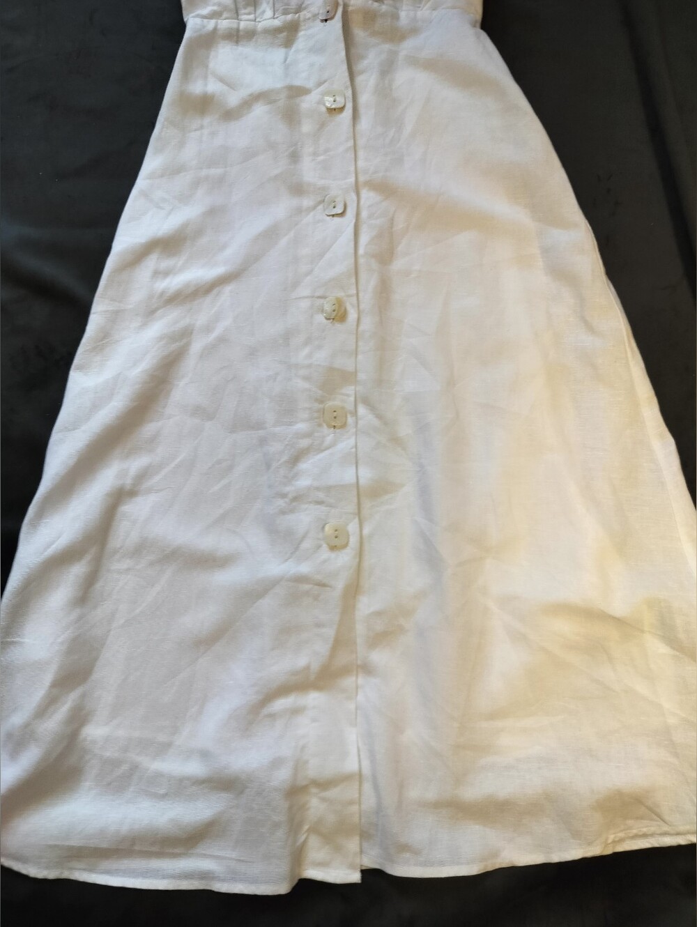 EUC Charlie Holiday White Linen Cotton Button Up Midi Dress Flutter Sleeves XS - Picture 4 of 8